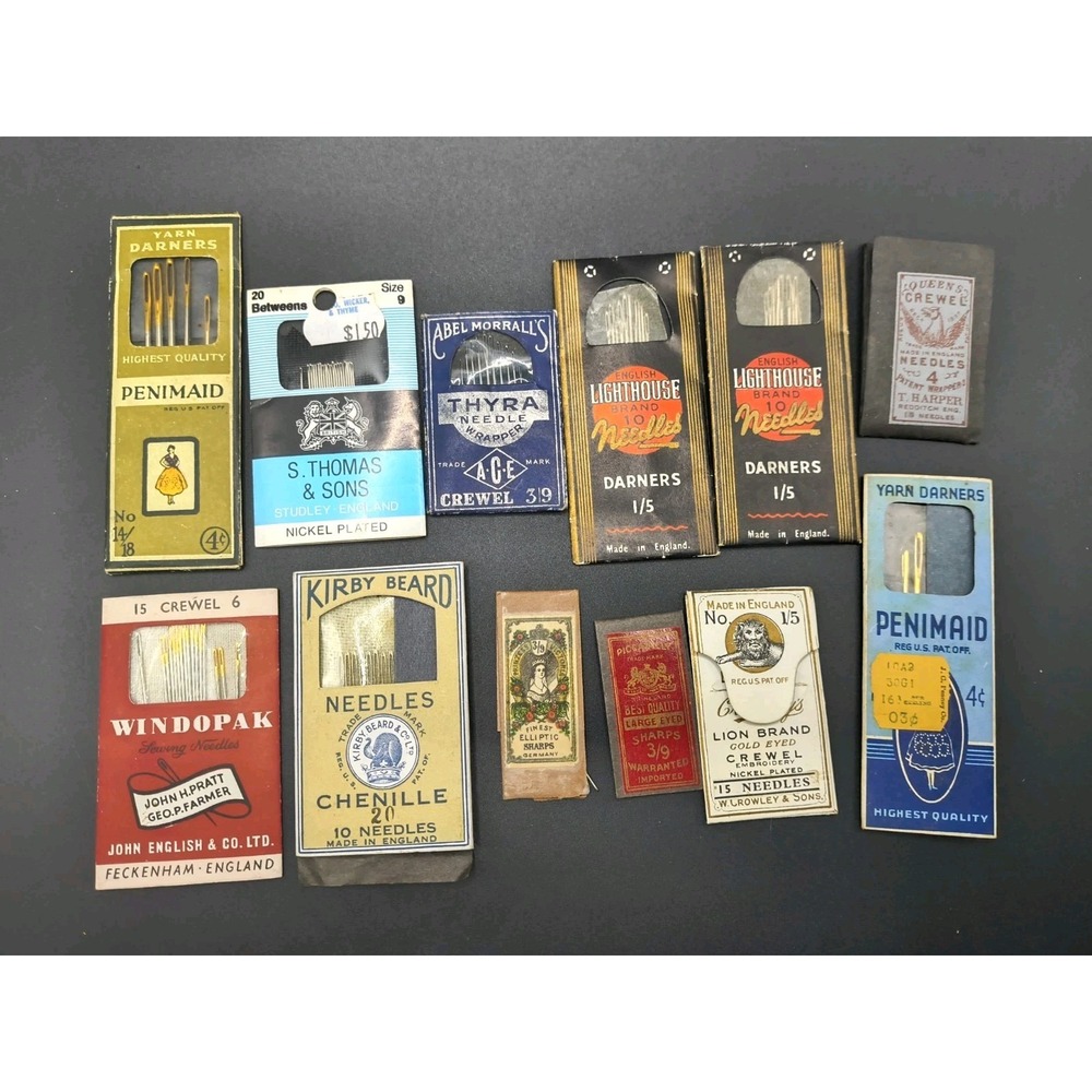 Vintage/Antique 1920s-1960s Sewing Needle Packets Lot of 12, England - Picture 1 of 8